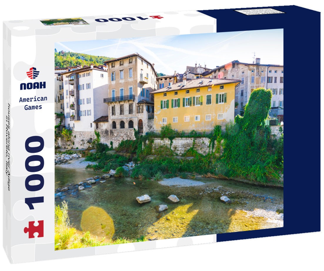 Noah Jigsaw Puzzle houses along river Adige in Rovereto, Italy 1000 pieces