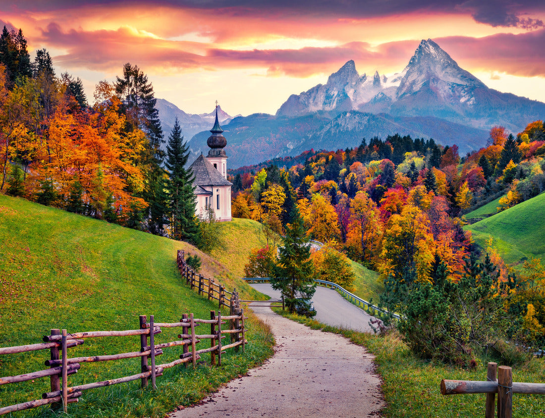 Noah Jigsaw Puzzle Iconic image of Bavaria with Maria Gern church and Hochkalter peak 1000 pieces