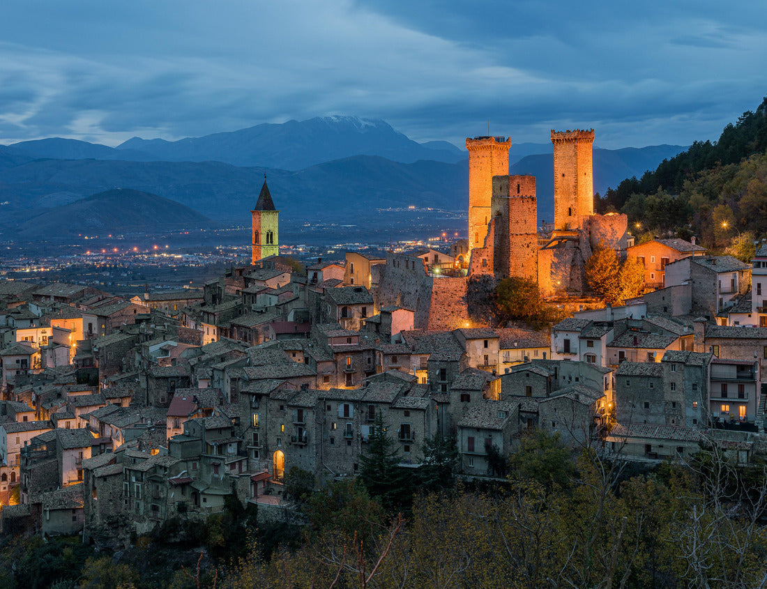 Noah Jigsaw Puzzle Illuminated Pacentro in the evening, medieval village in L'Aquila province, Abruzzo, central Italy 1000 pieces