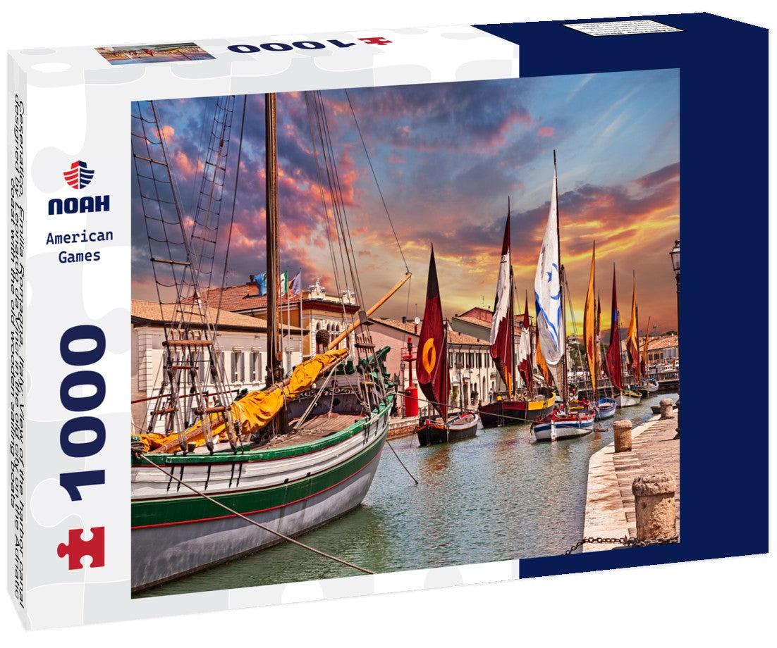 Noah Jigsaw Puzzle Cesenatico, Emilia Romagna, Italy: View of the harbor canal designed by Leonardo da Vinci in the old city on the Adriatic coast with the old wooden sailing boats 1000 pieces