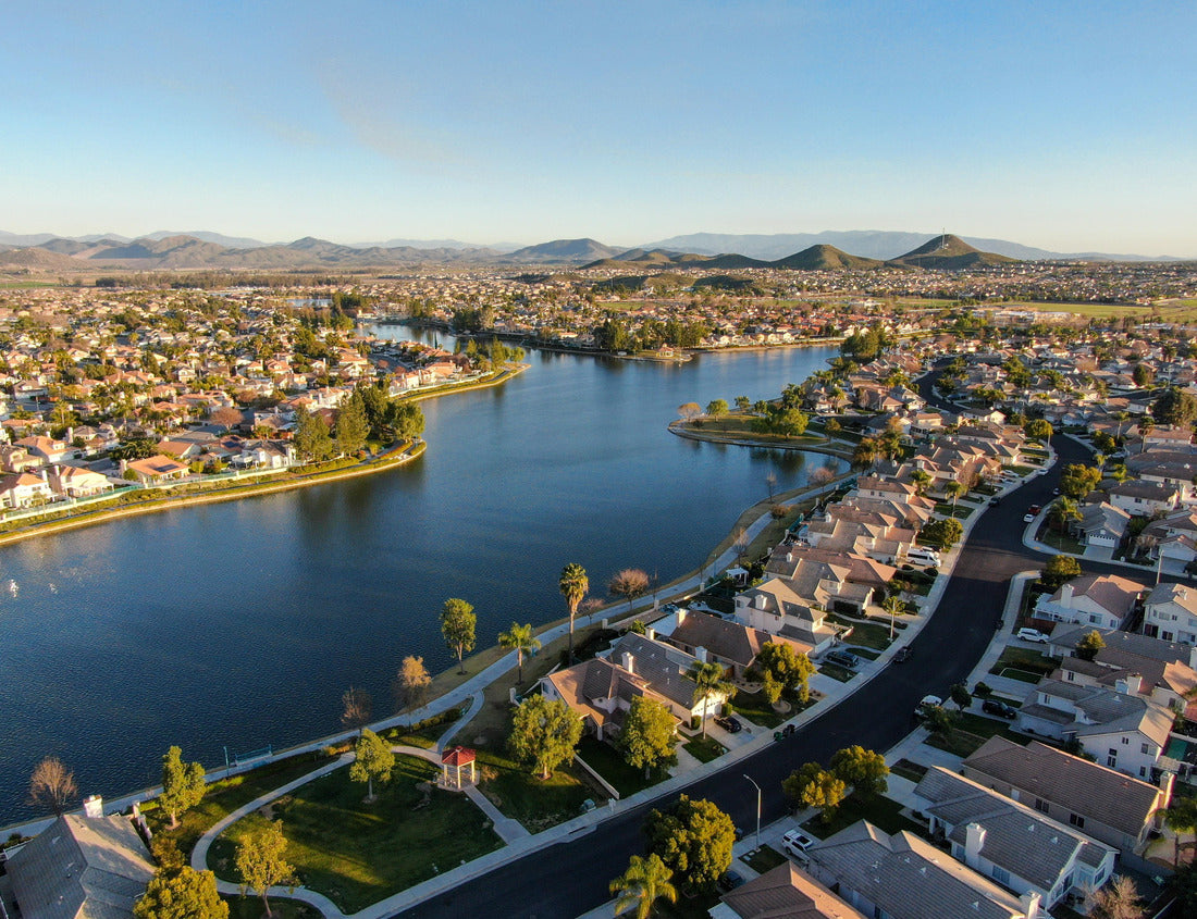 Noah Jigsaw Puzzle Aerial view of Menifee Lake and neighborhood, residential subdivision vila during sunset. Riverside County, California, United States 1000 pieces