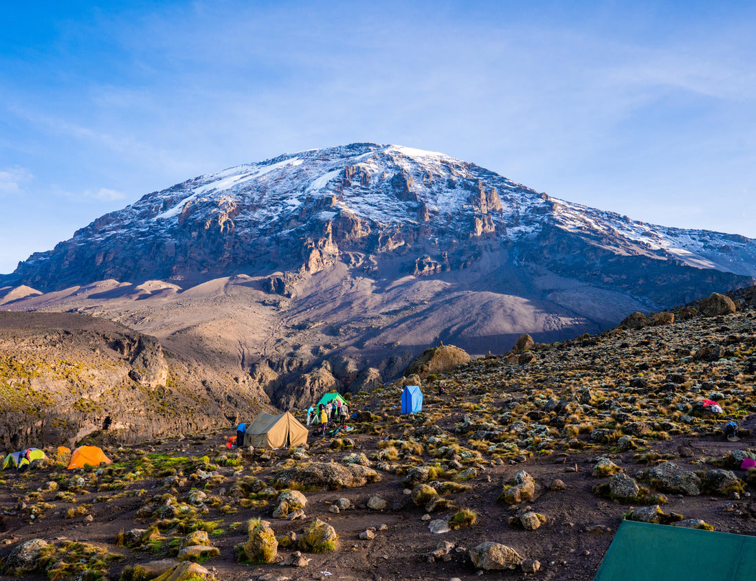 Noah Jigsaw Puzzle Camping on top of Mt Kilimanjaro in tents to see the glaciers in Tanzania, Africa Orange tents on the way to Uhuru Peak 1000 pieces