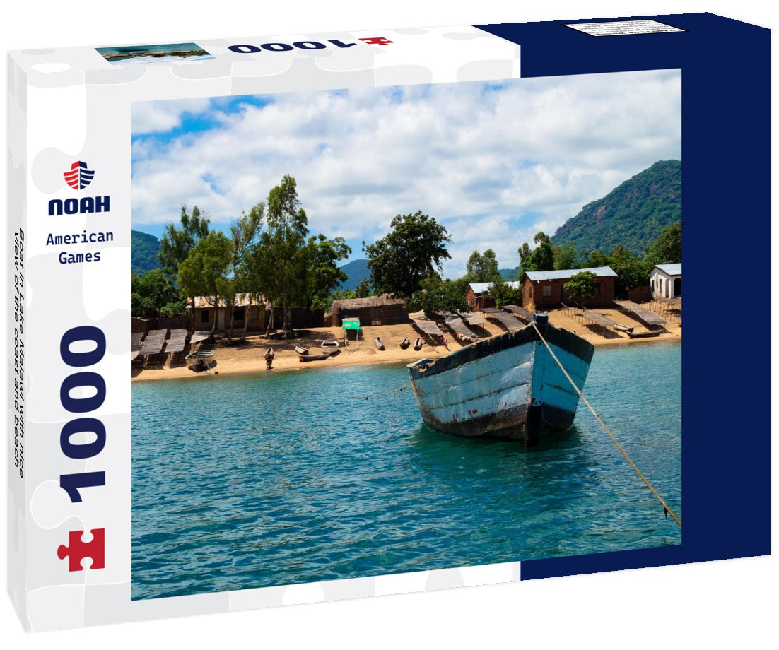 Noah Jigsaw Puzzle Boat in Lake Malawi with nice view of the coast and beach 1000 pieces