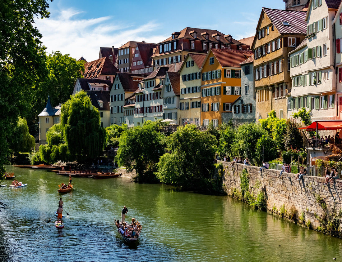 Noah Jigsaw Puzzle Neckerfront in Tübingen is a traditional university town in Baden-Württemberg on a sunny summer's day with colorful facades, churches (Stiftskirche) and punts (punting boats) on the river 1000 pieces