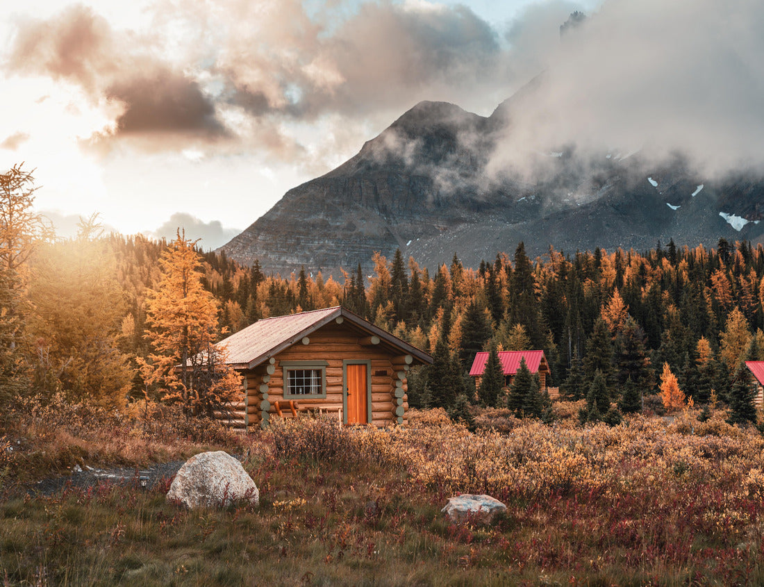 Noah Jigsaw Puzzle Cabins bathed in autumn sunshine in the forest of Assiniboine Provincial Park, Canada 1000 pieces