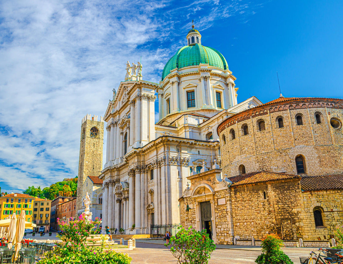 Noah Jigsaw Puzzle Cathedral of Santa Maria Assunta, Duomo Nuovo and Duomo Vecchio La Rotonda, new and old cathedral Roman Catholic Church, Piazza Paolo VI Square, Brescia city historic center, Lombardy, Northern Italy 1000 pieces