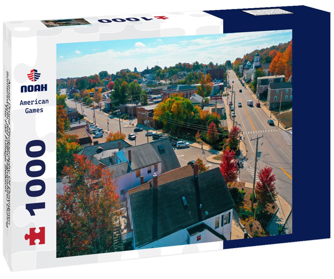 Noah Jigsaw Puzzle Aerial Drone Photography Of Downtown Somersworth, NH (New Hampshire) During The Fall Foliage Season 1000 pieces