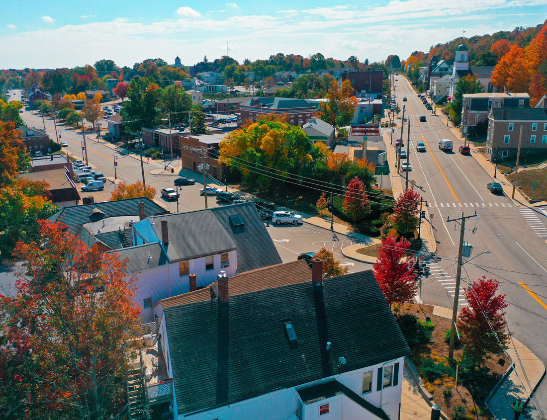Noah Jigsaw Puzzle Aerial Drone Photography Of Downtown Somersworth, NH (New Hampshire) During The Fall Foliage Season 1000 pieces