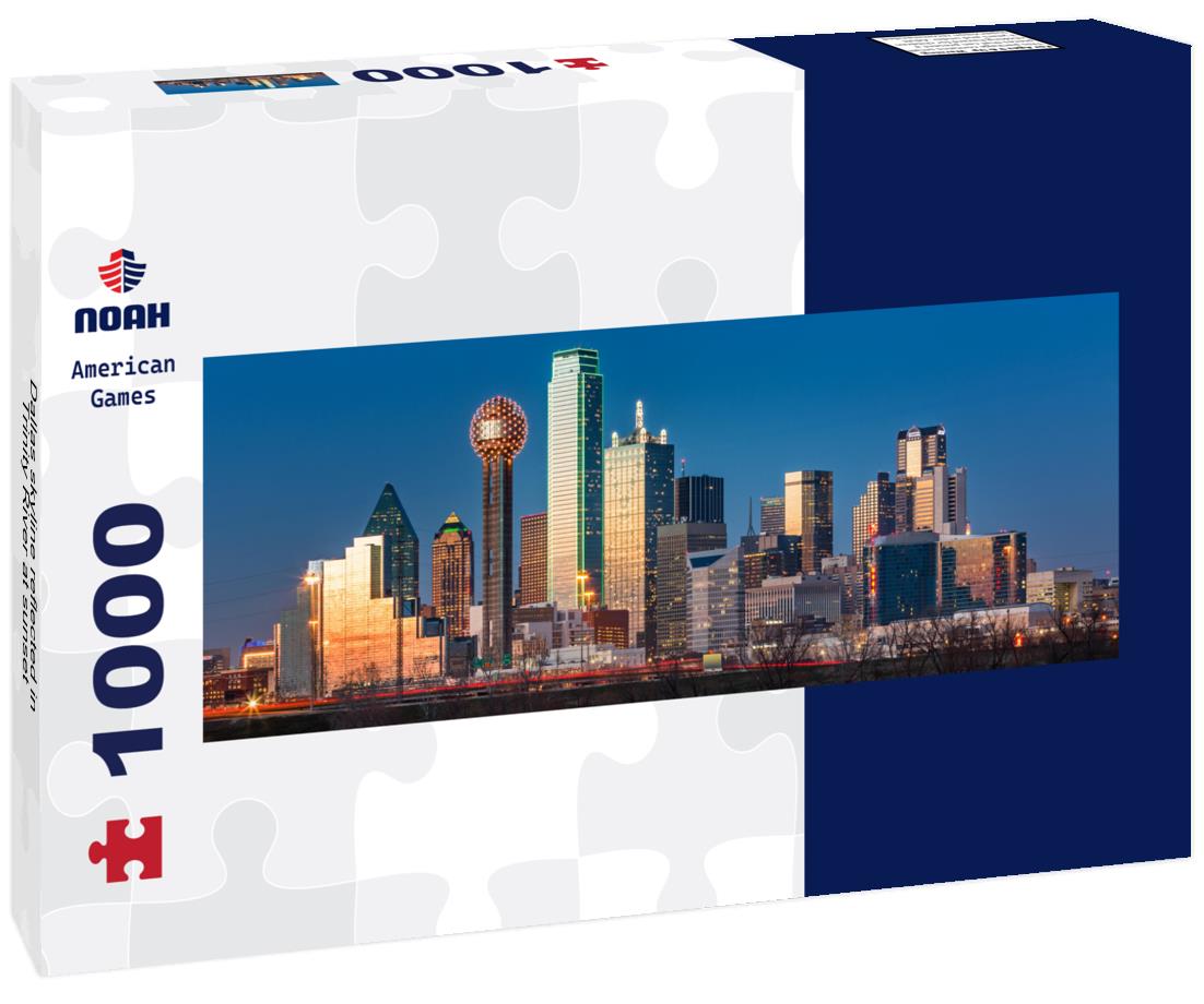 Noah Jigsaw Puzzle Dallas skyline reflected in Trinity River at sunset panorama 1000 pieces