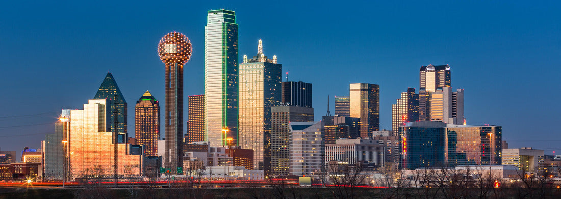 Noah Jigsaw Puzzle Dallas skyline reflected in Trinity River at sunset panorama 1000 pieces