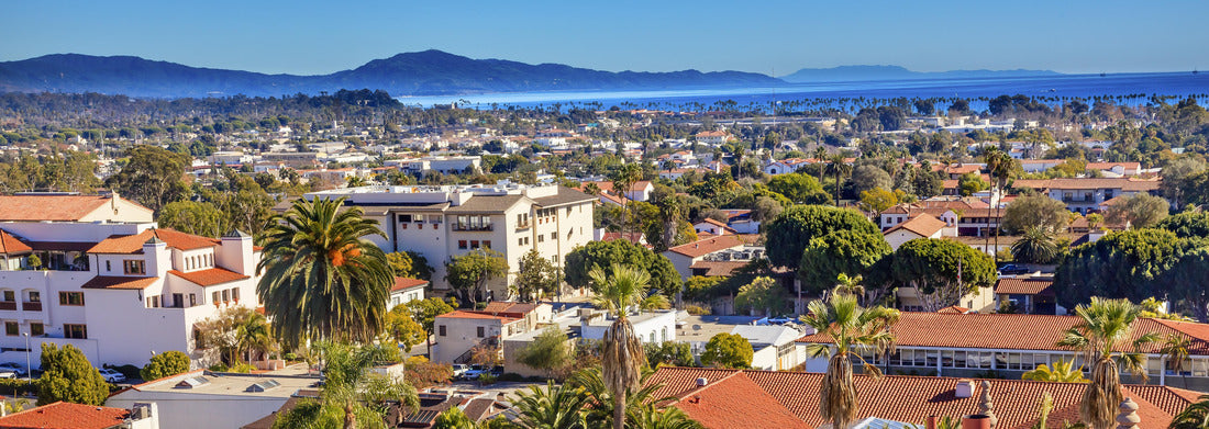 Noah Jigsaw Puzzle Court House Buildings Orange Roofs Pacific Ocean Santa Barbara California panorama 1000 pieces