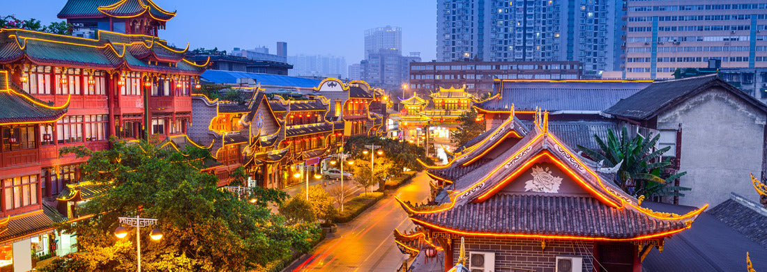 Noah Jigsaw Puzzle Chengdu, China cityscape over QIntai Road historic district panorama 1000 pieces