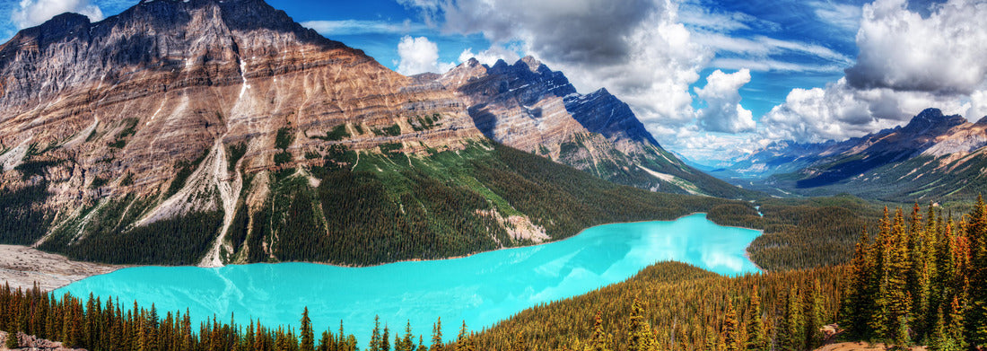 Noah Jigsaw Puzzle Beautiful aqua blue mountain lake settled amongst evergreen trees and majestic mountains panorama 1000 pieces