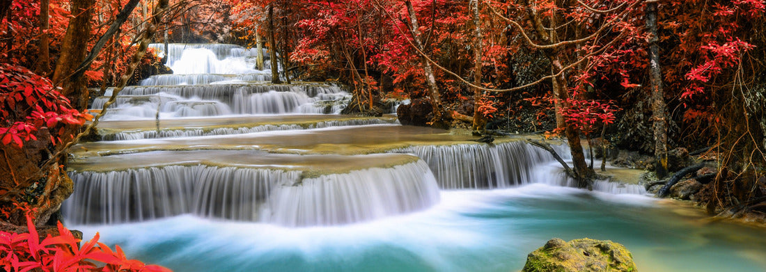 Noah Jigsaw Puzzle Beautiful waterfall in the deep forest, Huay Mae Khamin, Kanchanaburi Panorama 1000 Pieces
