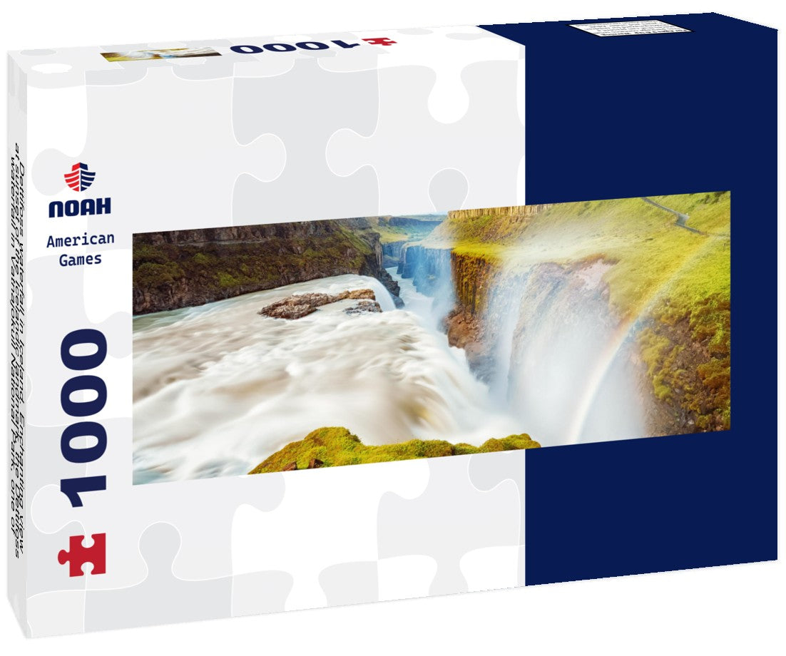 Noah Jigsaw Puzzle Dettifoss waterfall in Iceland. Enchanting view at sunset of the Icelandic landmark - the Dettifoss waterfall in Vatnajokull National Park, one of the most powerful waterfalls in Europe Panorama 1000 Pieces