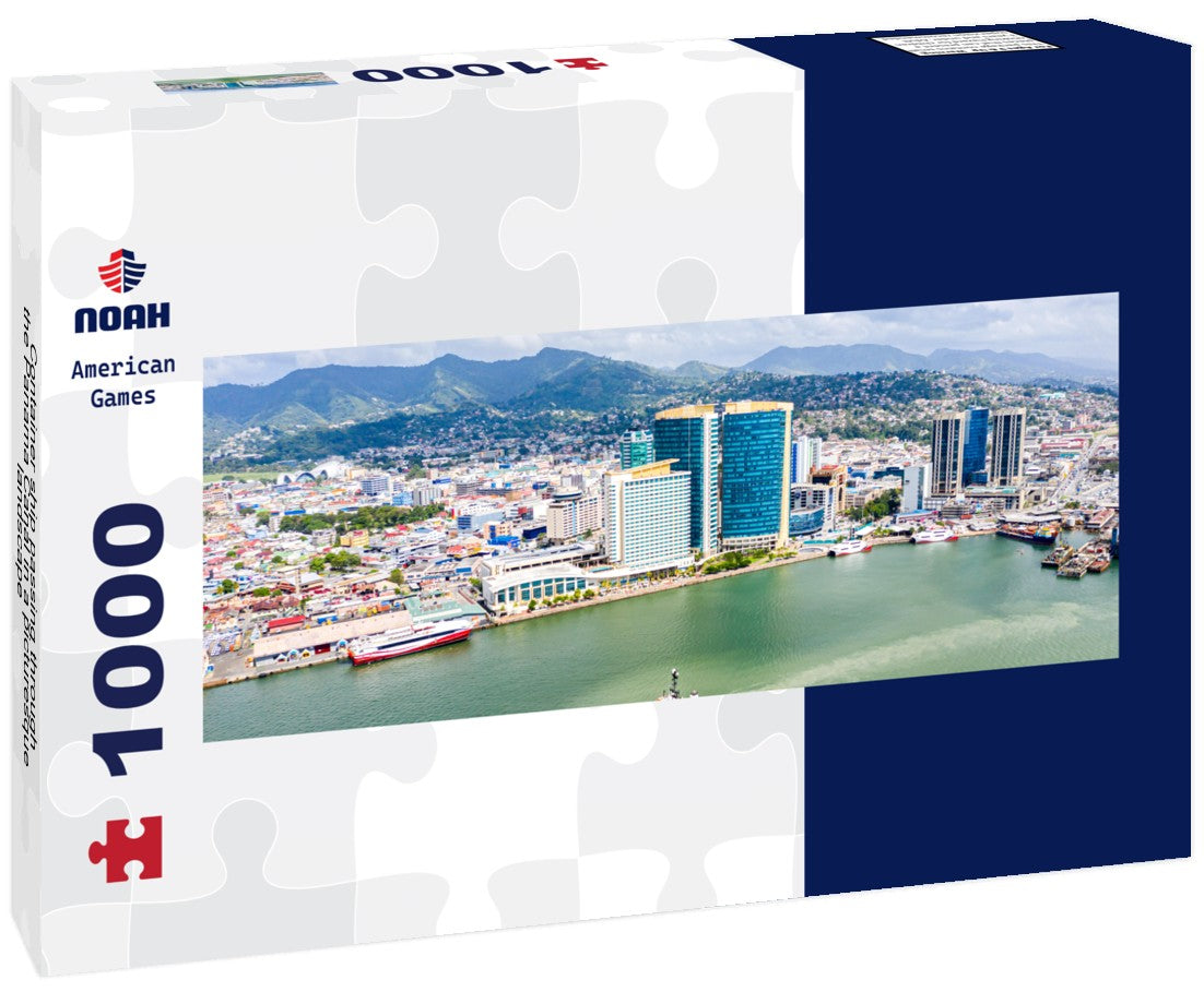 Noah Jigsaw Puzzle Container ship passing through the Panama Canal in a picturesque landscape Panorama 1000 Pieces