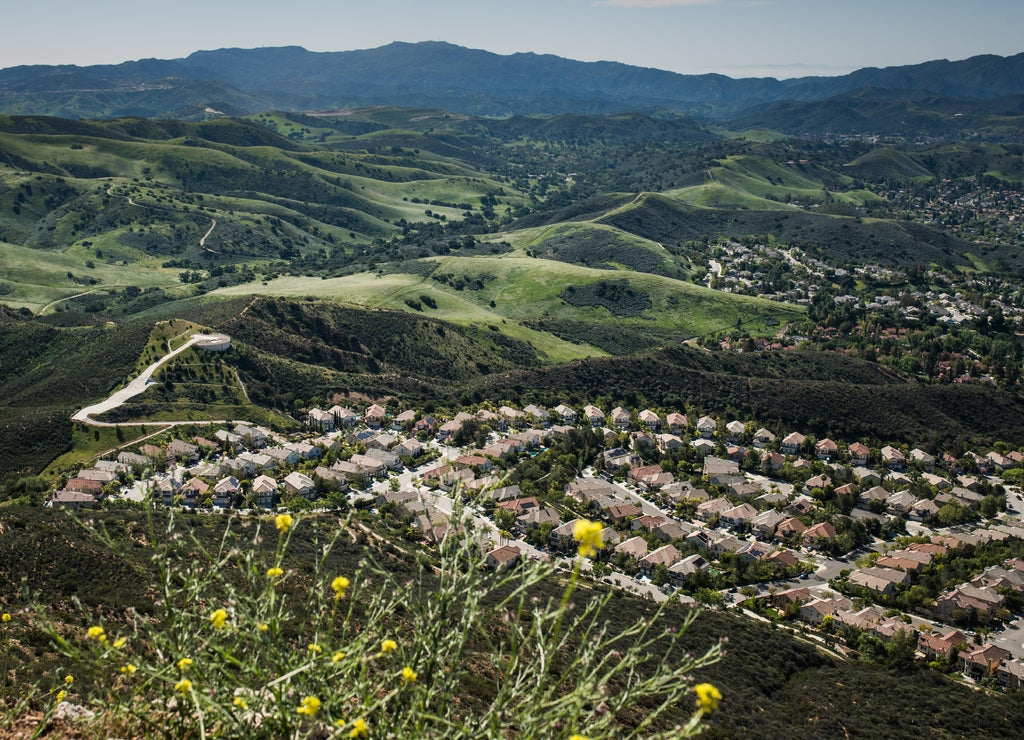 Aerial View of Ventura County, Thousand Oaks, Simi Valley, and Oak Park in Spring