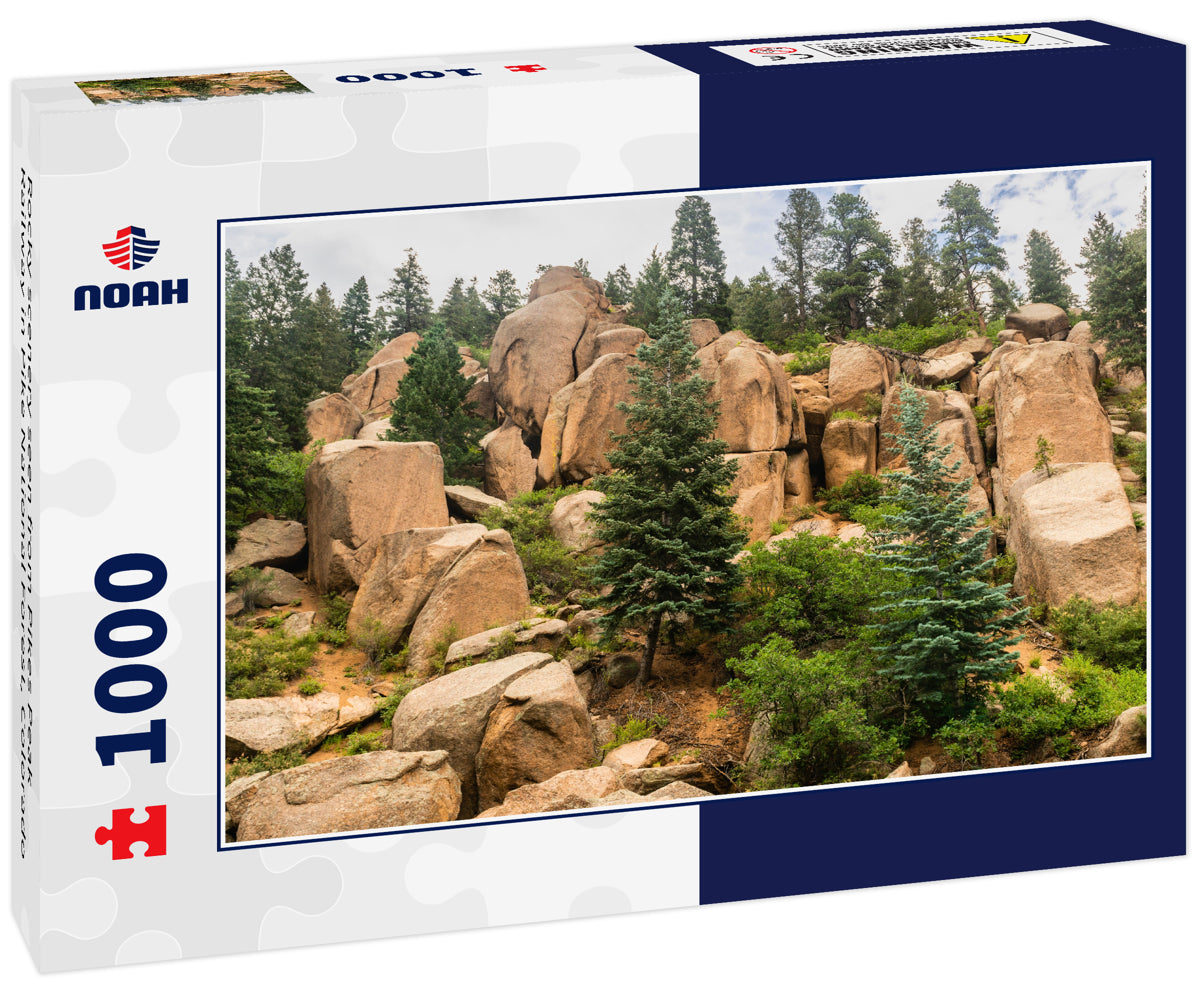 Rocky scenery seen from Pikes Peak Railway in Pike National Forest, Colorado