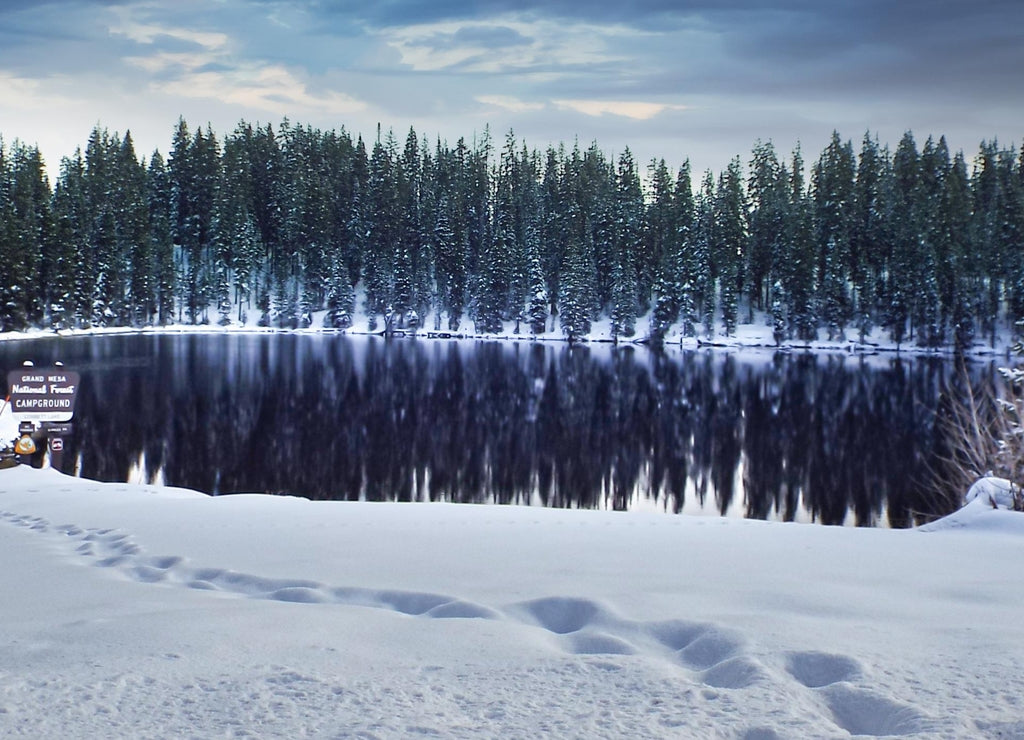 Grand Mesa National Forest, Grand Mesa Lake, Colorado in winter