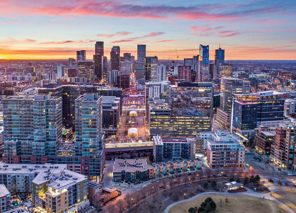 Denver, Colorado, USA Drone Aerial Skyline