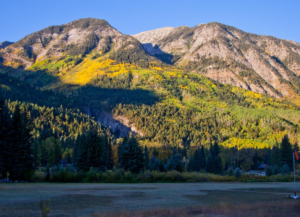 Marble Colorado Airstrip - Marble Airstrip, Pitkin County, Colorado with The Raggeds mountains in the background in Autumn