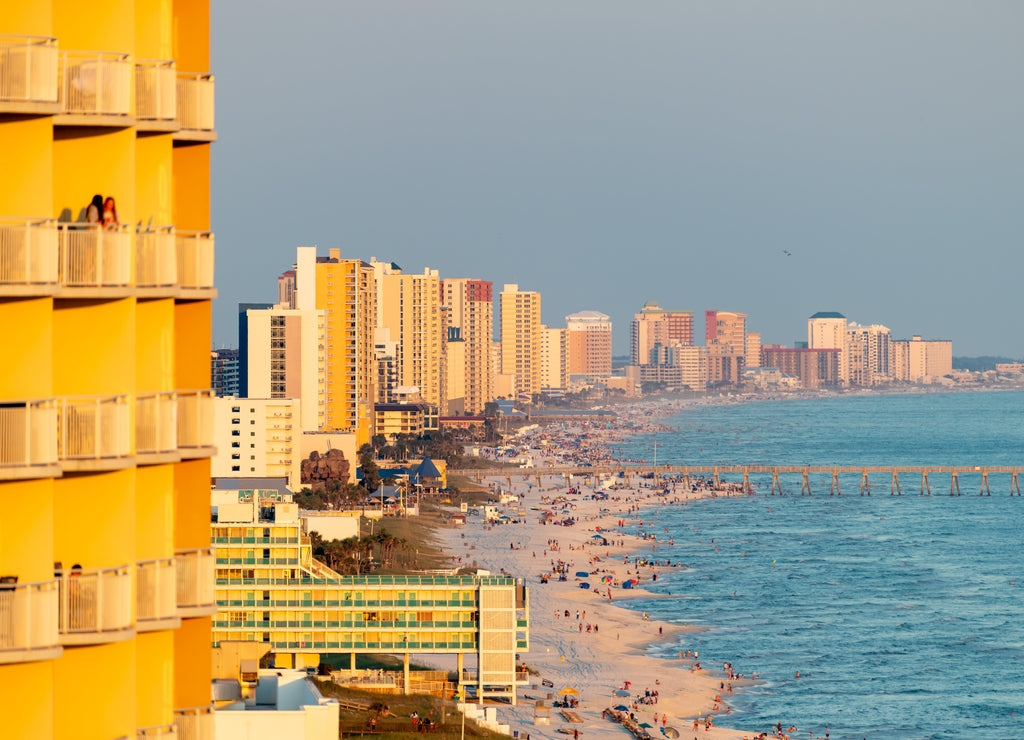 Panama City Beach Florida Skyline Beachfront Crowd
