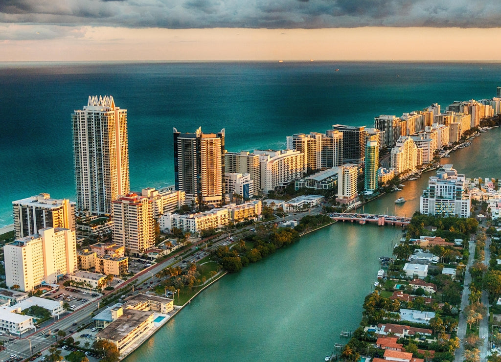 Aerial view of Miami Beach skyline, Florida