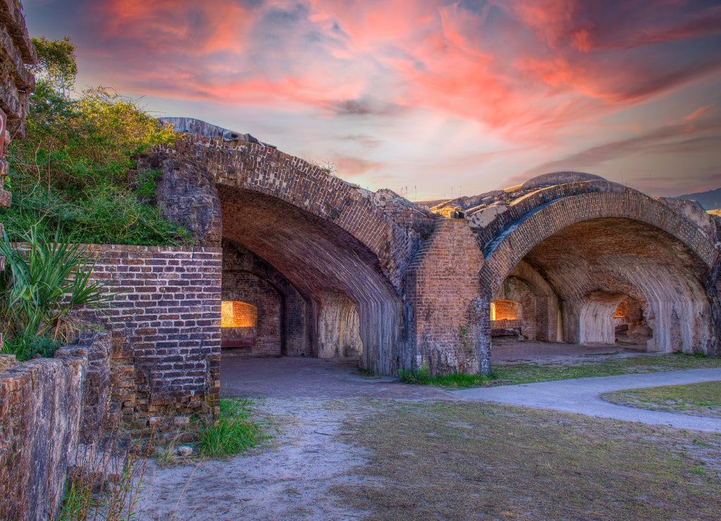 Fort Pickens, Gulf Islands National Seashore at sunset, Pensacola, Florida