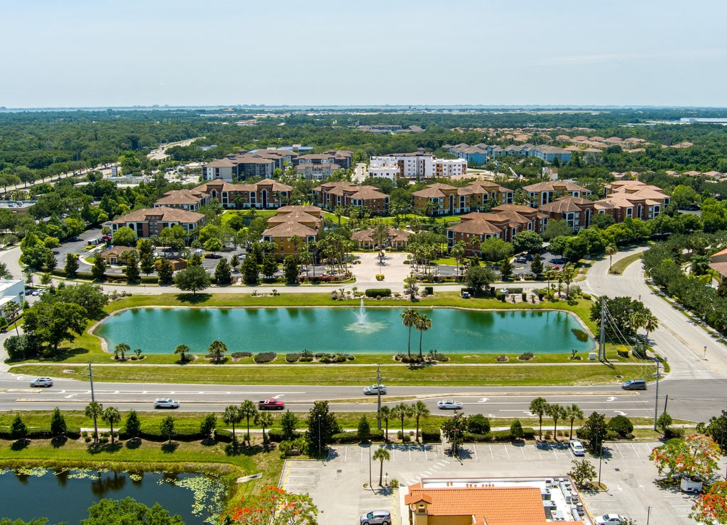 Aerial view taken above North Sarasota, Manatee County, Florida