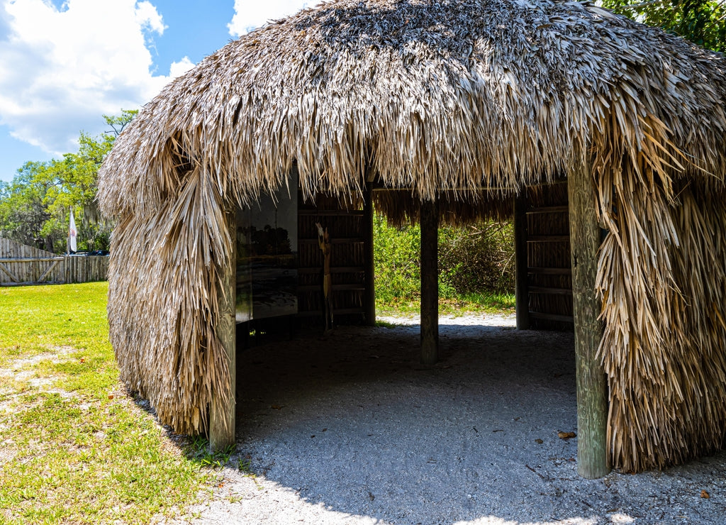 Thatch Hut Interpretive Center at De Soto National Memorial, Bradenton, Florida, USA