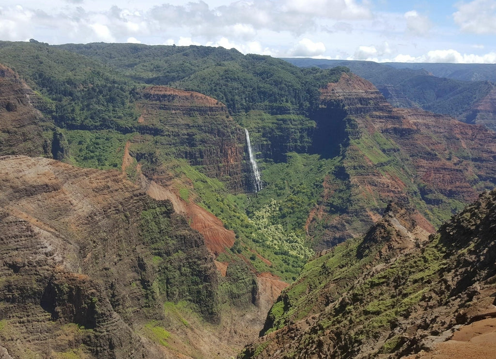 Panoramic view of the Waimea Canyon State Park in Kauai County, Hawaii