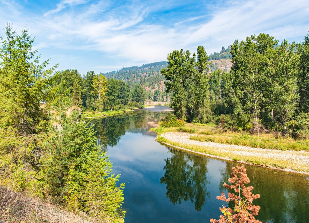 Travel on the Saint Joe River Scenic Byway in Idaho – Landscape of Saint Joe River Near Huckleberry Campground in Shoshone County Idaho-8