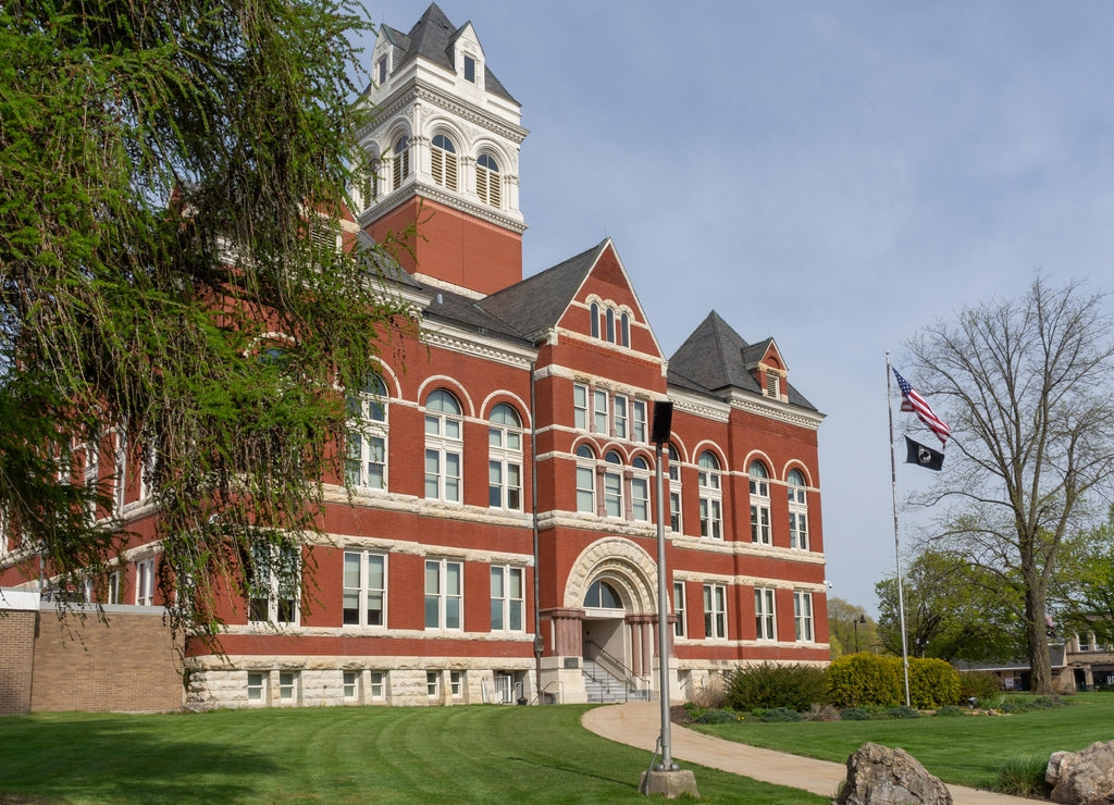 Ogle county courthouse in the early spring sunshine. Oregon, Illinois, USA