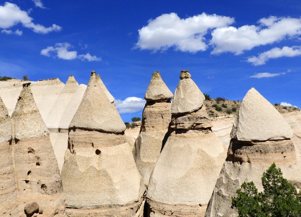the bizarrely eroded volcanic ash rock formations of kasha-katuwe tent rocks national monument, near santa fe, new mexico