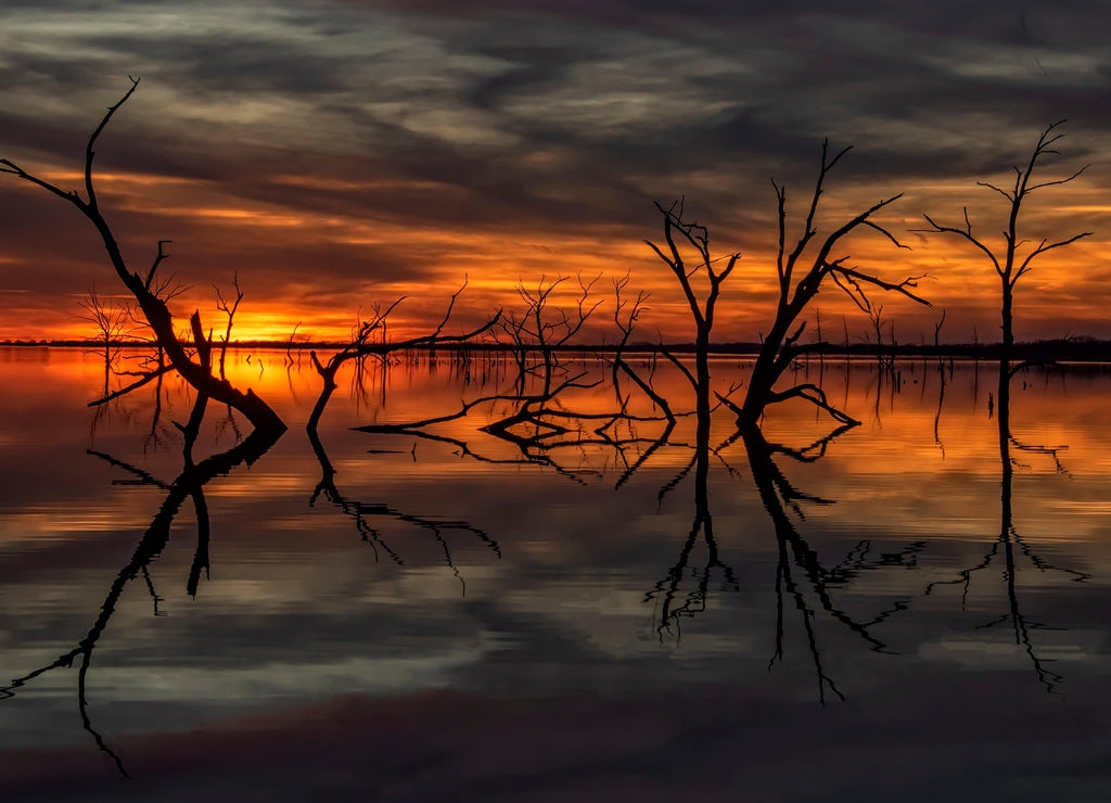 Sunset at Eldorado State Lake in Kansas