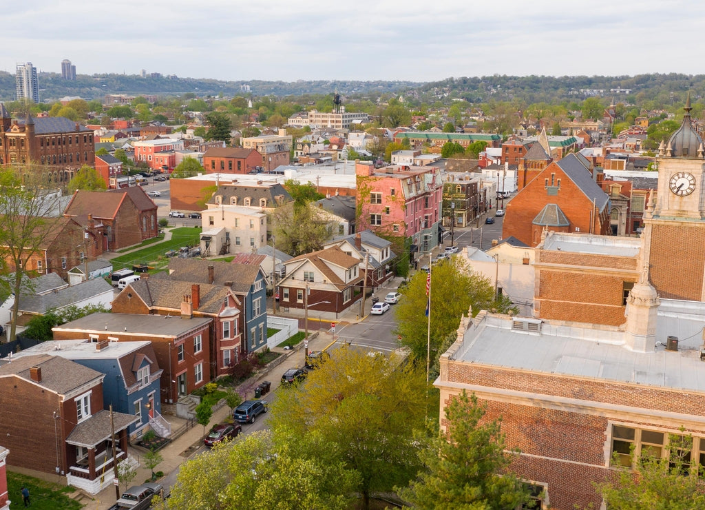Overcast Skies Early Morning Clocktower in Newport Kentucky