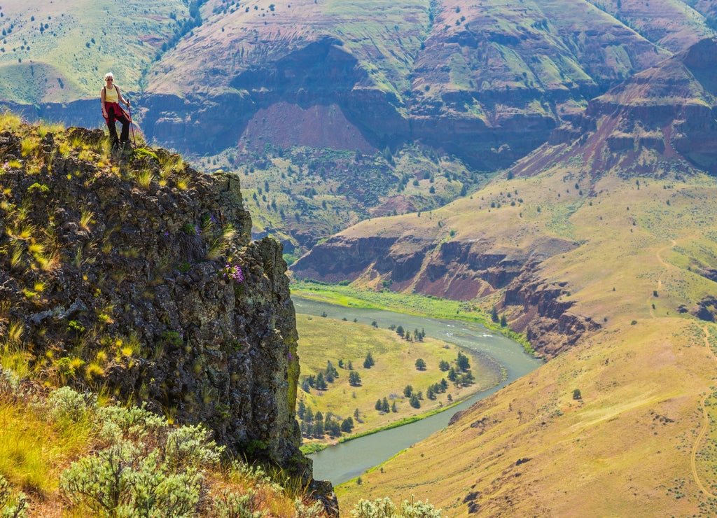 Sarah Brownell hiking near Horseshoe Bend on the John Day River, near Condon, Oregon