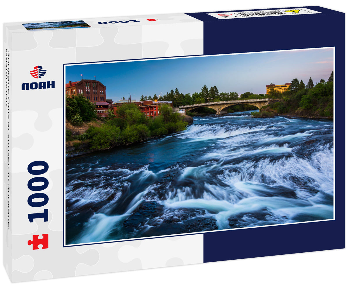 Spokane Falls at sunset, in Spokane, Washington