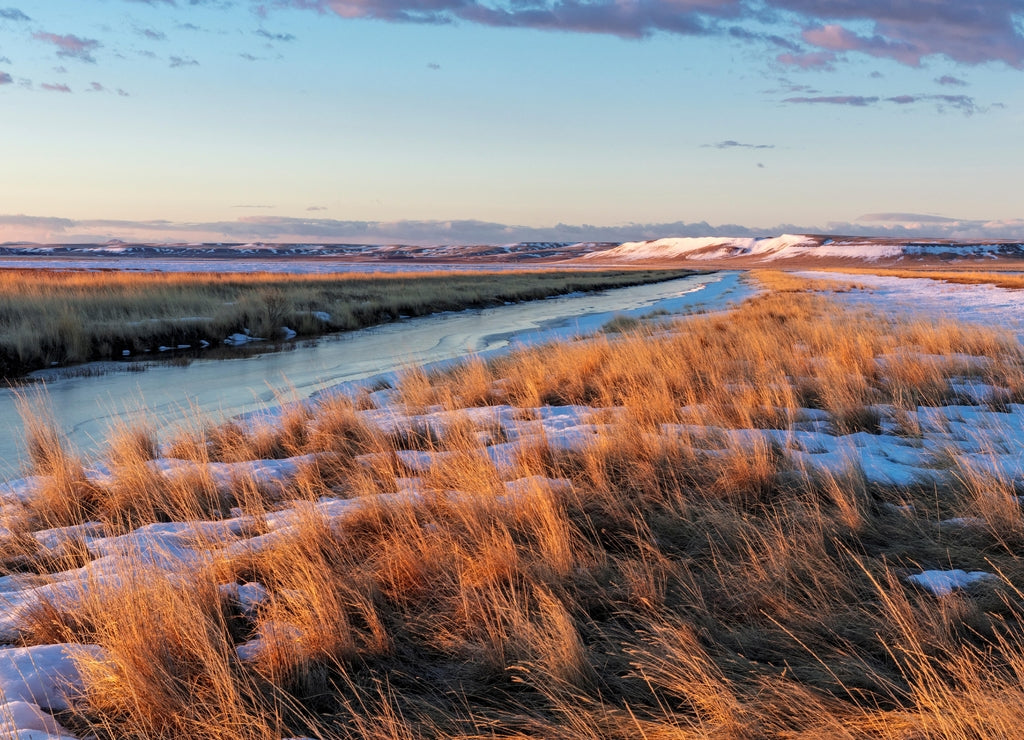 Wetlands in spring at Freezeout Lake Wildlife Management Area near Choteau, Montana, USA