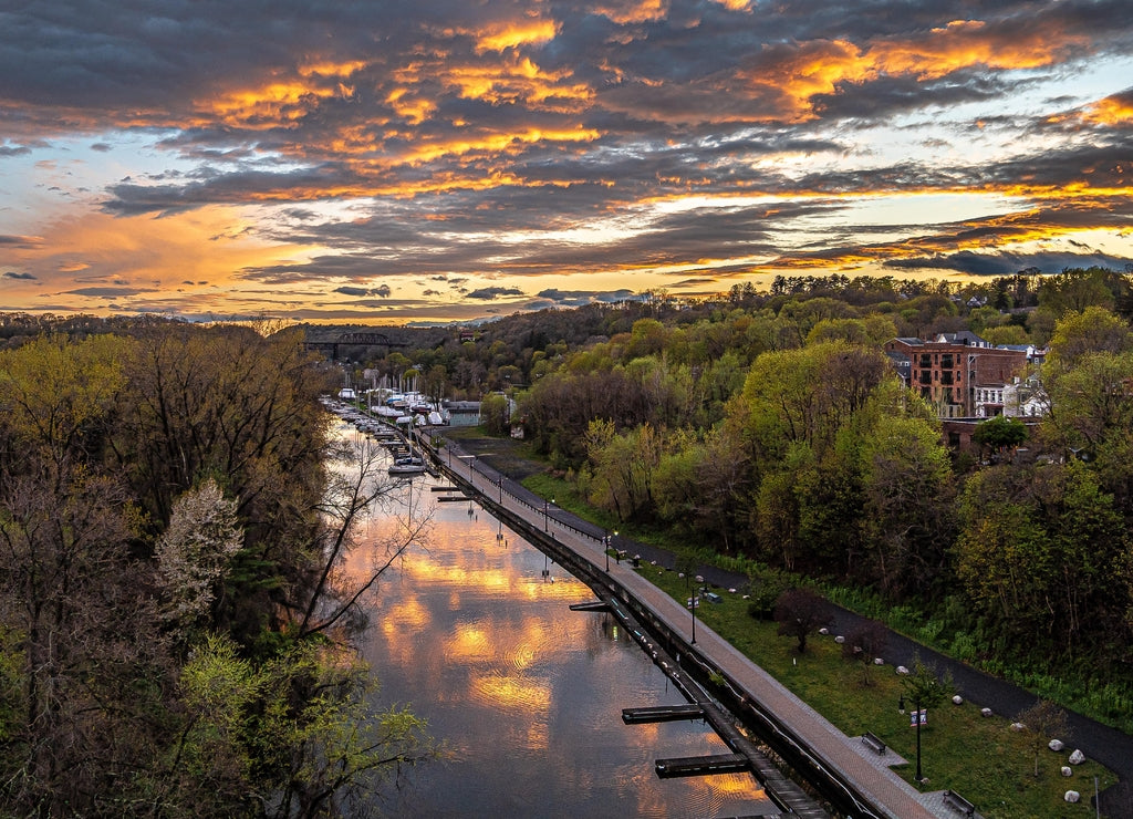 Sunset over the railway in historic Kingston