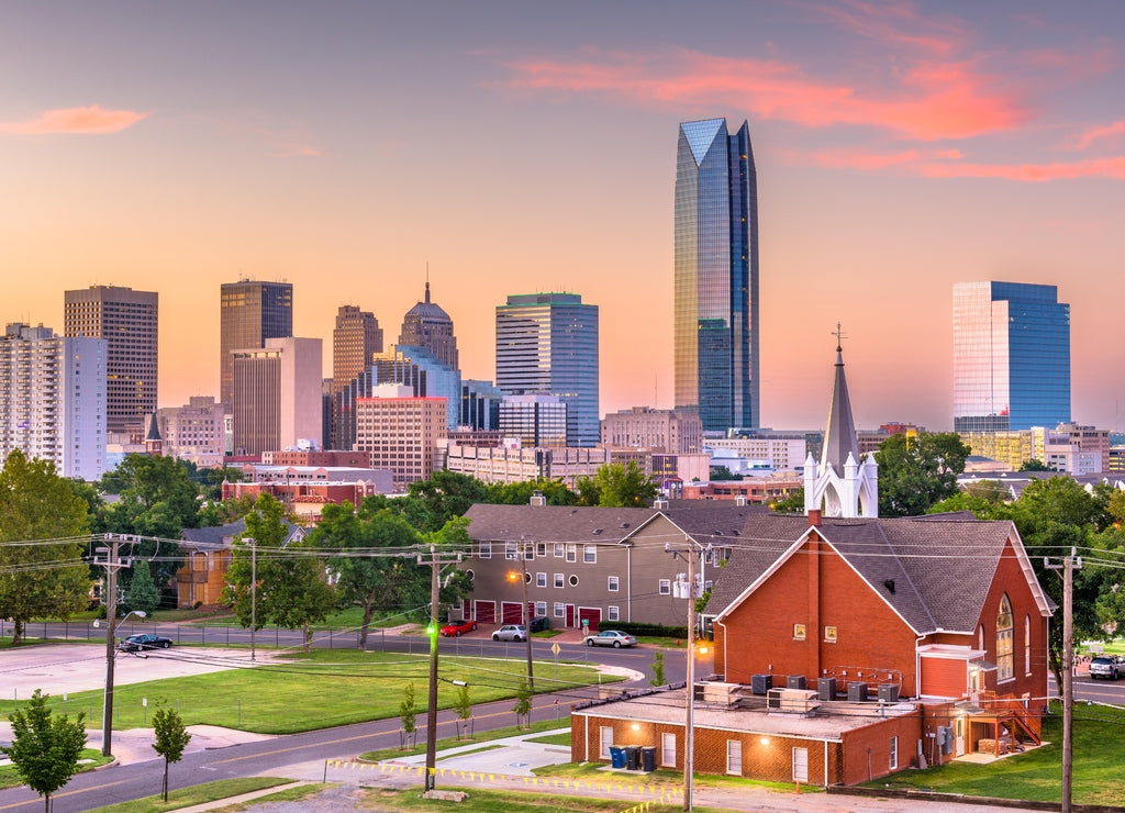 Oklahoma City, Oklahoma, USA downtown skyline at twilight