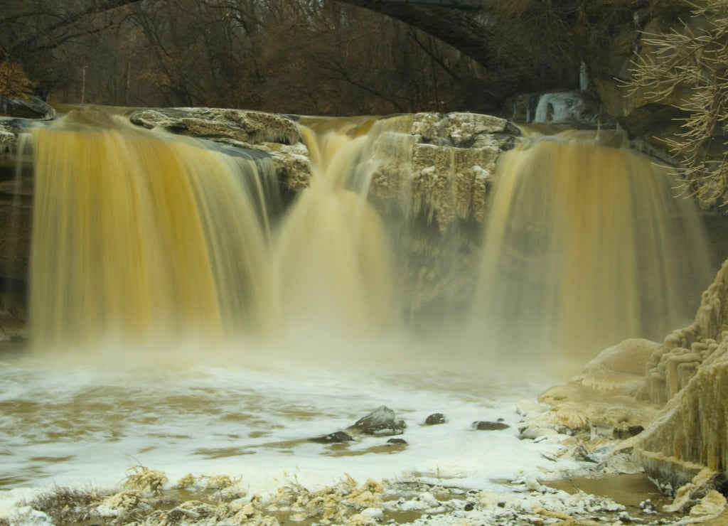 West Falls of the Black River in Winter, Elyria, Ohio