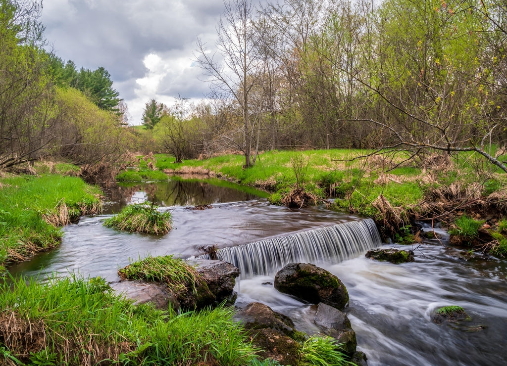 Secluded Stream and Waterfall in St. Croix County, Wisconsin
