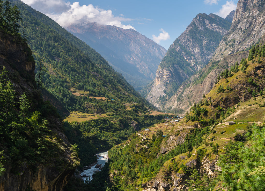 Beautiful landscape of Himalaya mountains in Manaslu circuit trekking route, Nepal