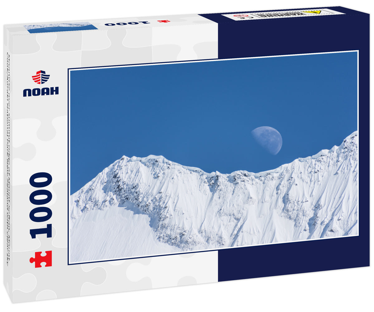Moonrise over summit ridge of Mount Sefton, Mount Cook/Aoraki National Park New Zealand with clear sky