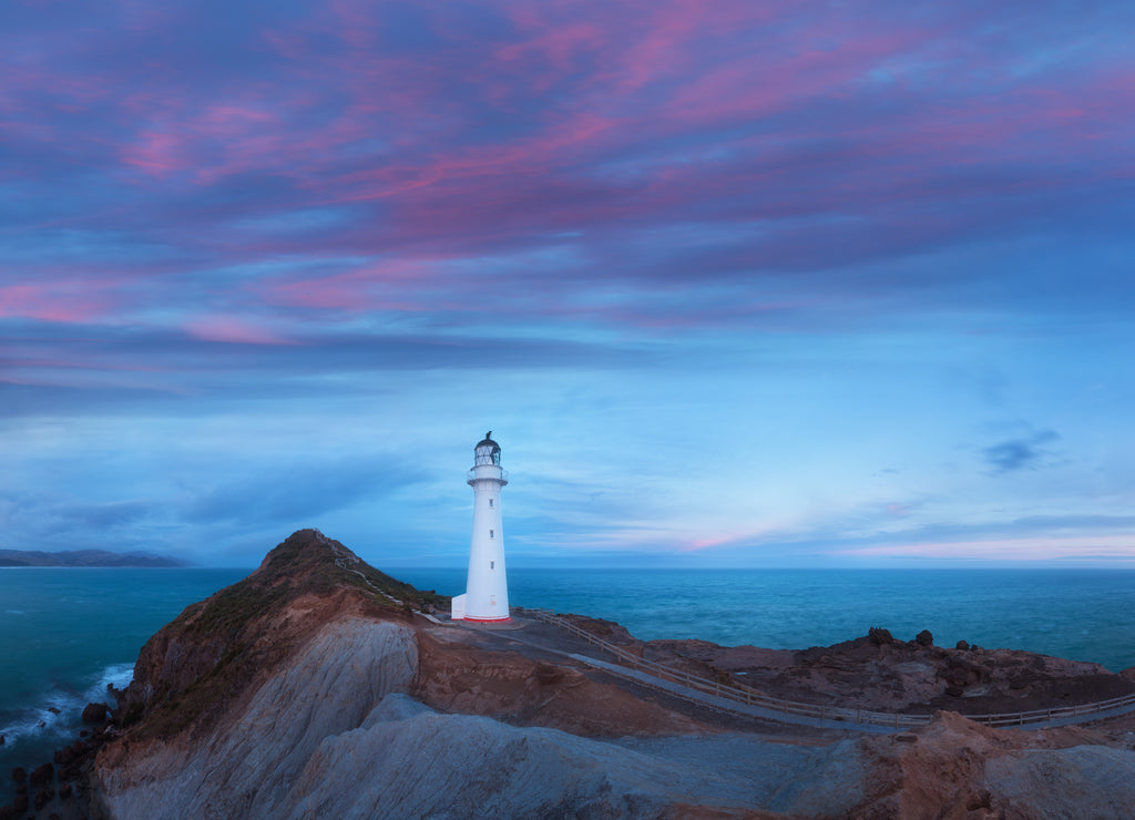 Castle Point lighthouse, located near the village of Castlepoint in the Wellington Region of the North Island of New Zealand, is the North Island's tallest lighthouse. Beautiful landscape background