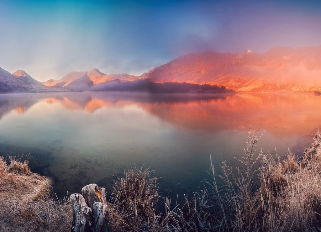 Misty morning at Moke Lake Queenstown New Zealand