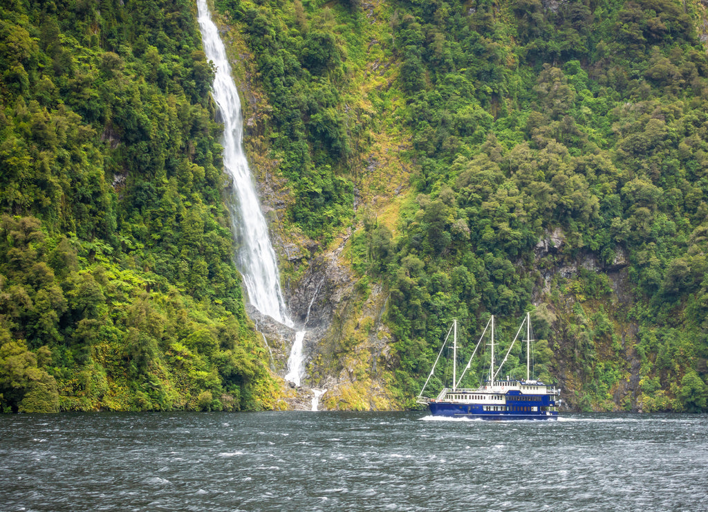 waterfall at Doubtful Sound Fiordland National Park New Zealand
