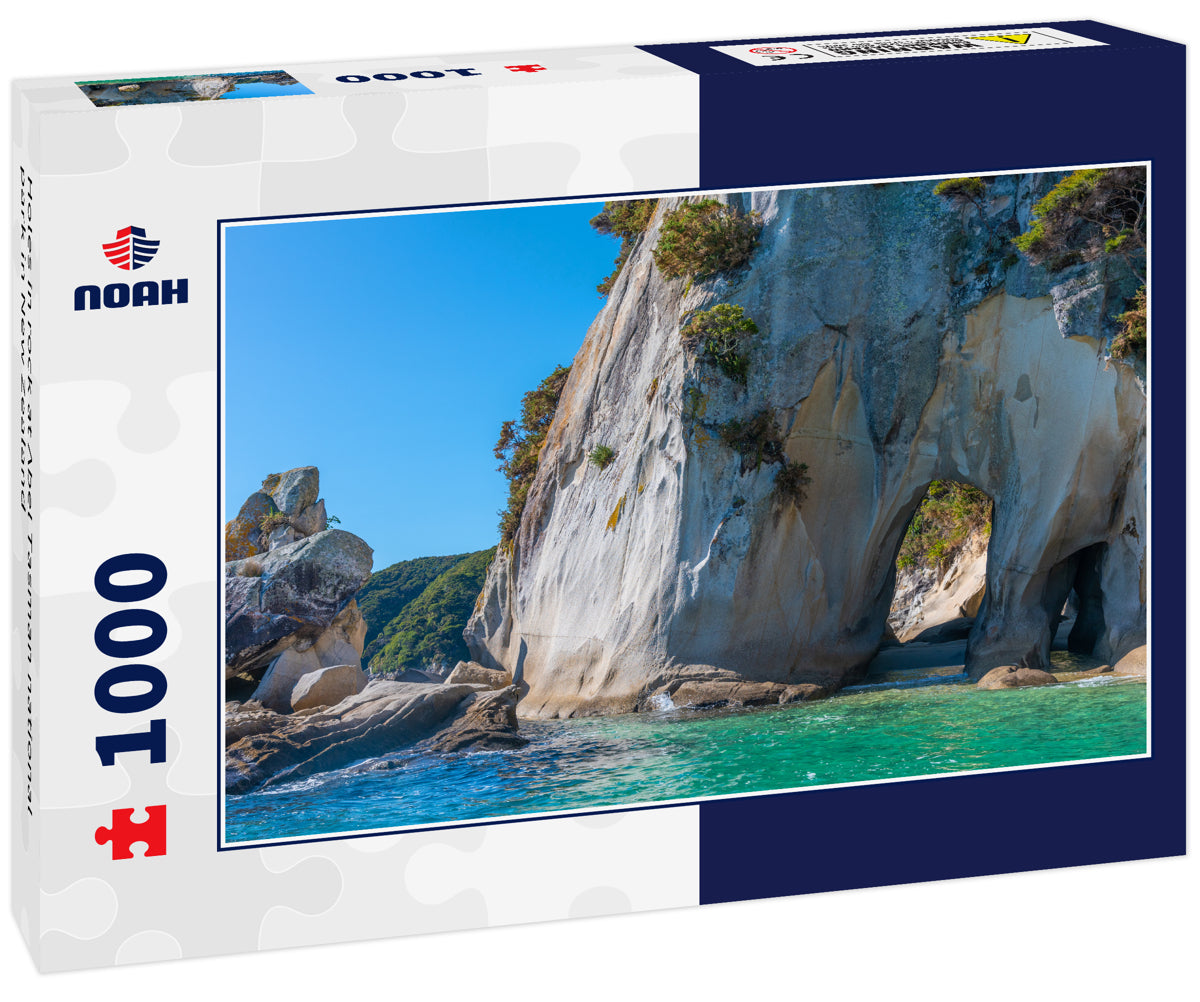 Holes in rock at Abel Tasman national park in New Zealand