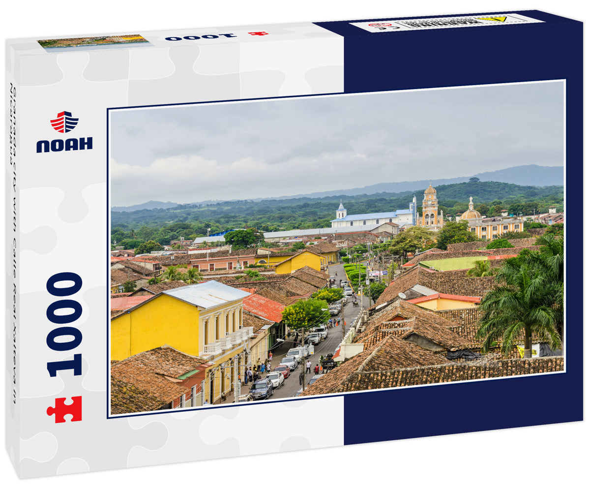 Granada city with Calle Real Xalteva in Nicaragua